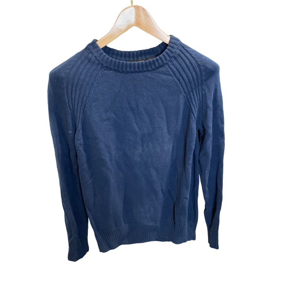 Jeanne Pierre Navy Blue Crew Neck Long Sleeved Sweater Sz L